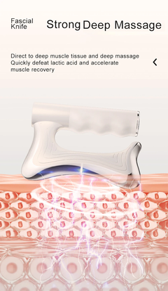 Electric deep tissue massage blade with heated fascia relaxation tool for muscle relief and fascia therapy.