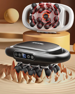 Deep tissue muscle massage gun by My Store with 8 and 16 interchangeable heads for targeted muscle relief.