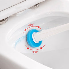 Disposable toilet brush from My Store with a sturdy handle and cleaning head, designed for hygienic bathroom cleaning.