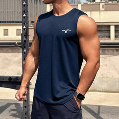 Men's fashionable casual printed sleeveless shirt, lightweight and stylish sleeveless shirt from My Store, shown in vibrant print.