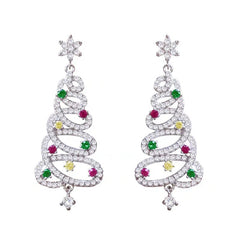 Christmas Tree rhinestone earrings featuring sparkling holiday-themed design with intricate rhinestone details.
