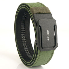 Mens tactical belt with double-layer design, thickened and durable, ideal for outdoor and tactical use.