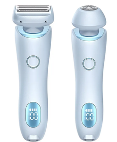 Electric Duo Shave by My Store, close-up of the sleek electric shaver with dual blades and ergonomic handle.