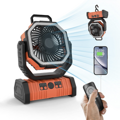 Outdoor power bank with LED light and camping fan, portable device by My Store for outdoor activities and emergency use.