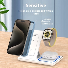 3-in-1 LED wireless charger stand from My Store showing a foldable charging station with illuminated LED indicators.