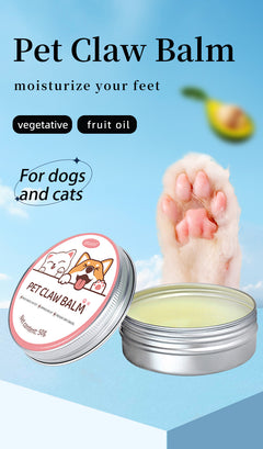 Dog paw and claw care cream in a 50g jar, with a white lid and label featuring a dog paw print and soothing ingredients.
