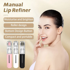 Close-up of My Store 3-in-1 Lip and Beard Growth Roller showing metallic roller head and ergonomic handle.