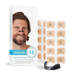 Magnetic nasal dilator strips for better sleep, showing the sleek, adhesive strips designed to improve airflow and reduce nasal congestion.