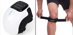 Electric relaxing knee massager from My Store showing padded therapy device with adjustable straps for pain relief and muscle relaxation.