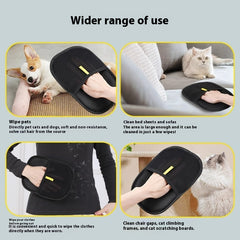 Pet grooming glove by My Store, showing the soft silicone tips and flexible design for brushing fur gently.
