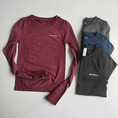 Women's sports slim long sleeve running T-shirt by My Store, quick-drying, breathable, stretchy, and lightweight workout clothing.