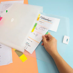 Translucent poly expanding file with 13 letter-size pockets for organizing documents and files.