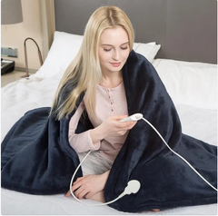 Heated blanket with three adjustable temperature levels, featuring safety controls and soft fabric for cozy warmth.