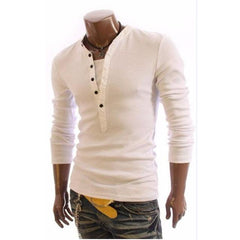 Men's British Style V-neck T-shirt by My Store, close-up showing navy blue fabric, V-neck collar, and casual fit.