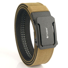 Men's double-layer thickened tactical belt with sturdy buckle, designed for durability and outdoor use.