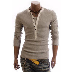 Men's British style V-neck T-shirt from My Store, featuring a classic V-neck design and casual fit in a neutral color.