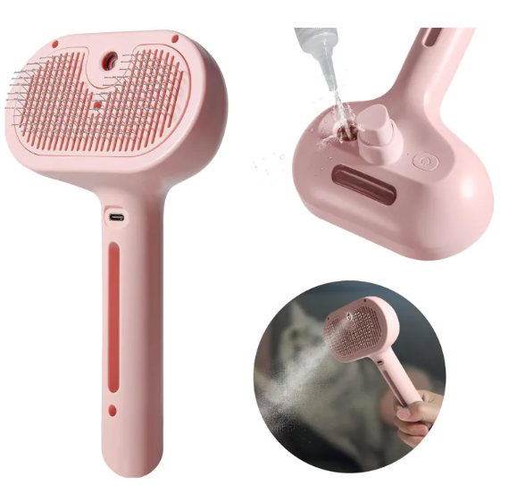 Pet Hair Spray Brush by My Store, showing a handheld grooming brush with a spray feature for pet fur.