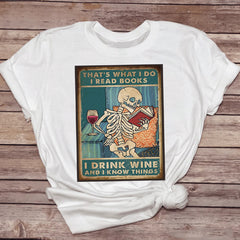 Funny cat-themed female T-shirt featuring a pet drinking coffee design, casual cotton top for women.