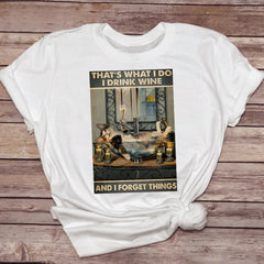 Funny cat-themed female T-shirt from My Store featuring a pet drinking coffee design on a casual top.