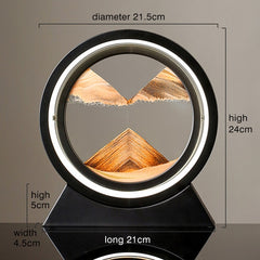 Moving sand art landscape table lamp with colorful layered sand creating a calming scene on a sleek base.