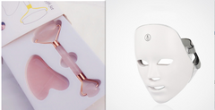 LED therapy face mask for skin rejuvenation, showing a close-up of the My Store LED facial mask on a person's face.