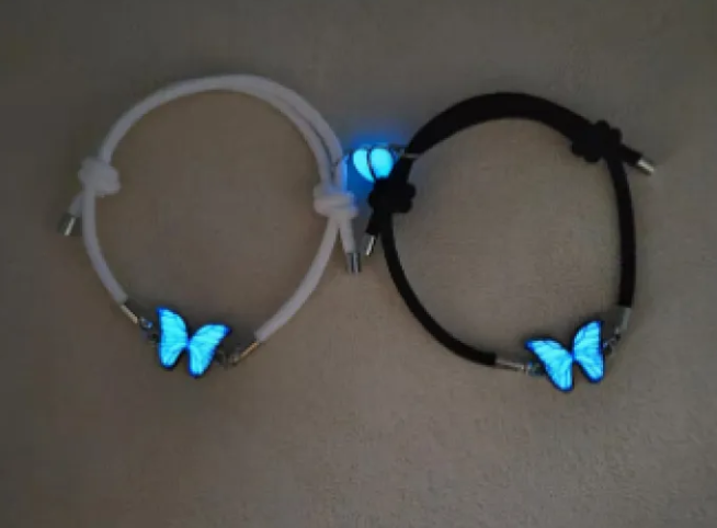 Blue luminous smart butterfly necklace from My Store featuring a glowing butterfly pendant on a delicate chain.