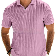 Colorful men's knitted polo shirt in summer candy shades with a classic collar and short sleeves, from My Store.