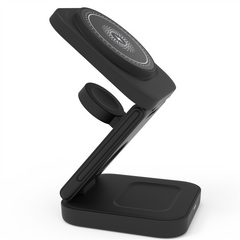 3-in-1 foldable wireless charger from My Store with multiple charging pads and sleek design for convenient device charging.