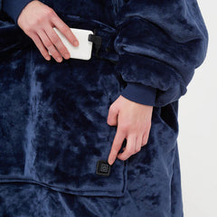 Heated hoodie blanket by My Store, showing a cozy, gray heated hoodie with built-in heating elements for warmth and comfort.