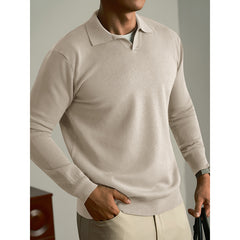 Linen casual men's sweater set for fall and winter, stylish and comfortable, featuring a relaxed fit and neutral color tones.