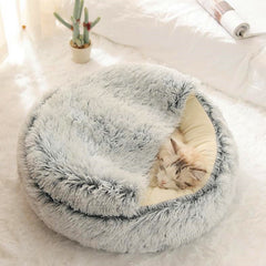 Soft 2-in-1 pet bed by My Store with cozy cushion and removable cover, ideal for small dogs and cats.