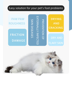 Dog paw and claw care cream in a 50g jar, featuring a white lid and label, designed to soothe and moisturize pet paws.