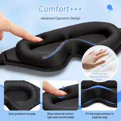 3D natural memory foam sleep mask from My Store, soft and comfortable for restful sleep, with contoured design for eye comfort.