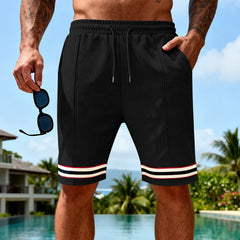 Men's breathable loose-fitting athletic shorts in black, made for comfort and active wear, featuring lightweight fabric.