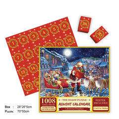Merry Jigsaw Advent Calendar Puzzle by My Store featuring festive holiday scenes and numbered compartments for countdown to Christmas.