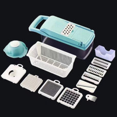 Vegetable chopper from My Store with stainless steel blades and plastic container for easy vegetable prep in the kitchen.