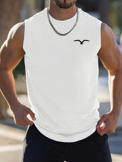 Men's fashionable casual sleeveless printed shirt with vibrant design, lightweight fabric, and sleeveless style for warm weather.