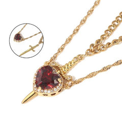 Gold Love Dagger Necklace by My Store featuring a delicate dagger pendant on a fine chain.