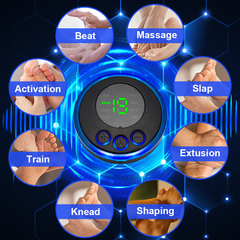 Rechargeable foot massage pad by My Store showing a compact device with massage nodes and a power button for relaxing foot therapy.