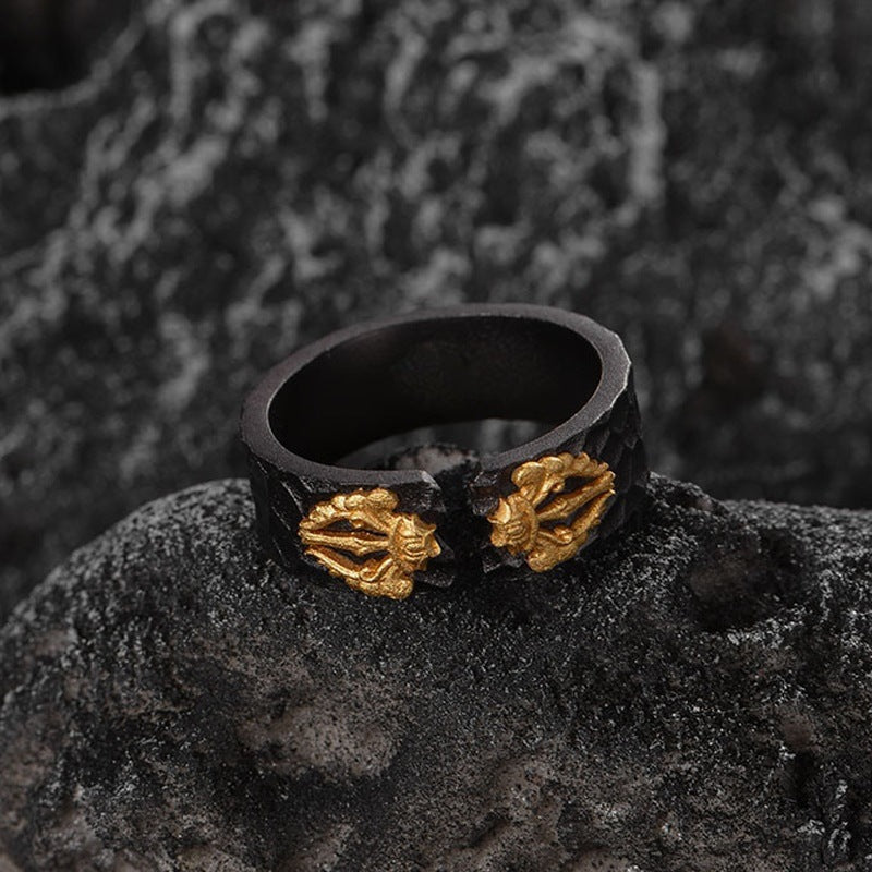 Retro adjustable women's ring featuring a vintage-inspired design, silver-tone finish, and ornate detailing.