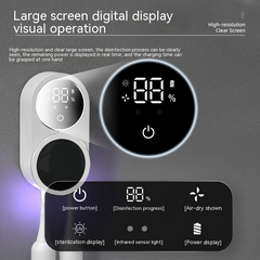UV toothbrush sanitizer from My Store with a sleek white design and digital control panel for hygienic toothbrush cleaning.
