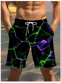 Men's casual lightning-print shorts with a relaxed fit, featuring a vibrant lightning pattern in a stylish design.