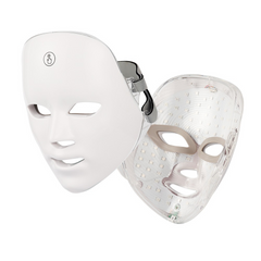 LED therapy face mask for skin rejuvenation, featuring a sleek design with multiple LED light panels for facial skincare.