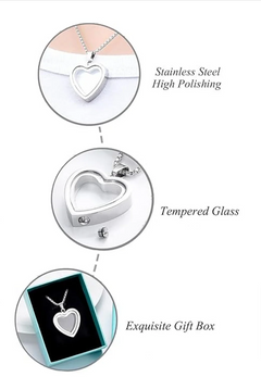 Stainless steel heart-shaped cremation pendant with engraved design, designed for remembrance and keepsake jewelry.