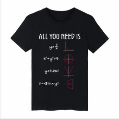 Short-sleeved cotton T-shirt with humorous mathematics pun pattern, featuring a fun math-themed design on the front.
