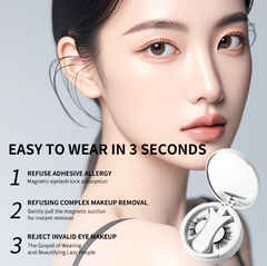 Magnetic eyelash set with multiple pairs of natural-looking false lashes for easy magnetic application.