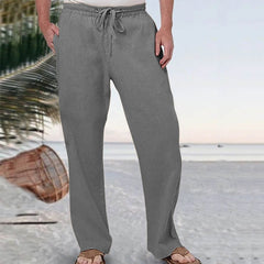 Mens Loose Casual Straight-Leg Linen Sweatpants