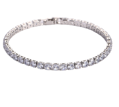 Micro zircon tennis bracelet set featuring hip hop style, with four bracelets in a shiny, trendy design.