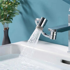 My Store 1080° rotatable faucet extender attached to kitchen sink faucet, flexible water outlet for easy use and cleaning.
