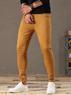 Men's My Store denim stretch bike-style pants with a relaxed fit and durable fabric, ideal for casual and active wear.